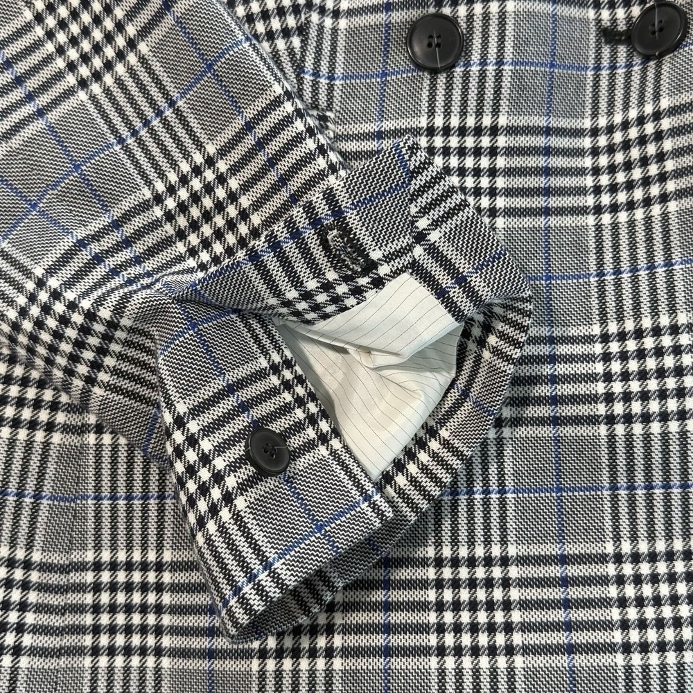 Talbots Womens Glen Plaid Blazer Size 6 Gray Double Breasted Old Money Preppy - Picture 3 of 12